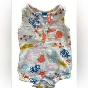 Old Navy Baby Romper with Orange, Blue, Yellow, Pink Sea Life for babies